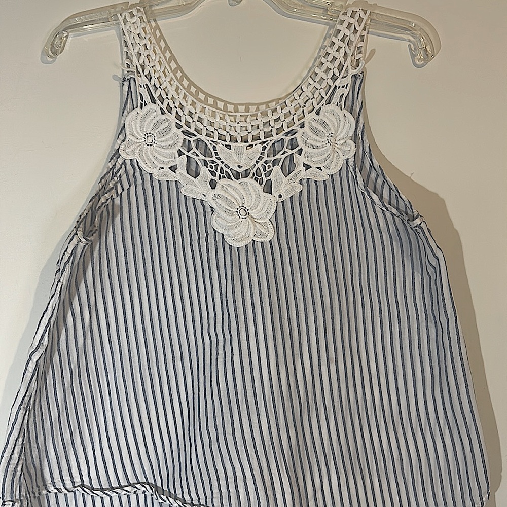 Gently worn Japna white v-neck striped blouse size large